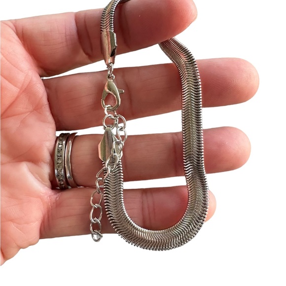 Unisex Silver Snake Look Bracelet/Anklet - Picture 5 of 5